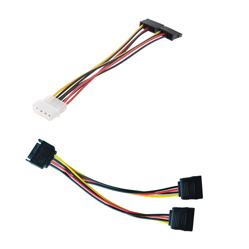 1Pcs 2-Port SATA Splitter Power Cable (2 X 12-Pin) & 1Pcs 6In SATA Power Y Splitter Power Cable - M/F