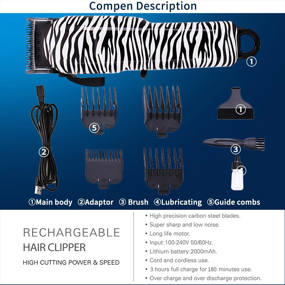 RESUXI Electric Hair Clipper for men Interchangeable Cutting Machine Hair Removal beard trimmer shaver Styling Tool