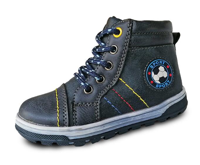 boys shoes casual leather sports shoes Martin boots size 22 to 27 wallvell: black / 25