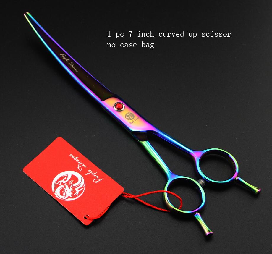 Purple dragon 7 inch Pet Scissors For Dog Grooming Straight &amp; Thinning &amp; Curved Scissors: colorful P-7CU