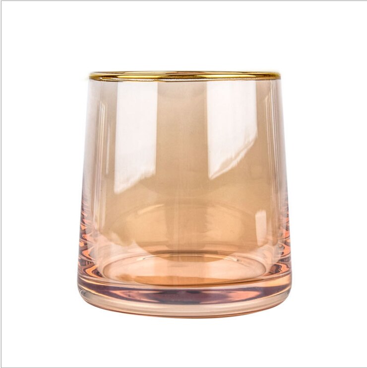 Blyfritt glass whiskyglass varmebestandig husholdning fargerik gullkant glass kopp spiritus vinredskaper: En
