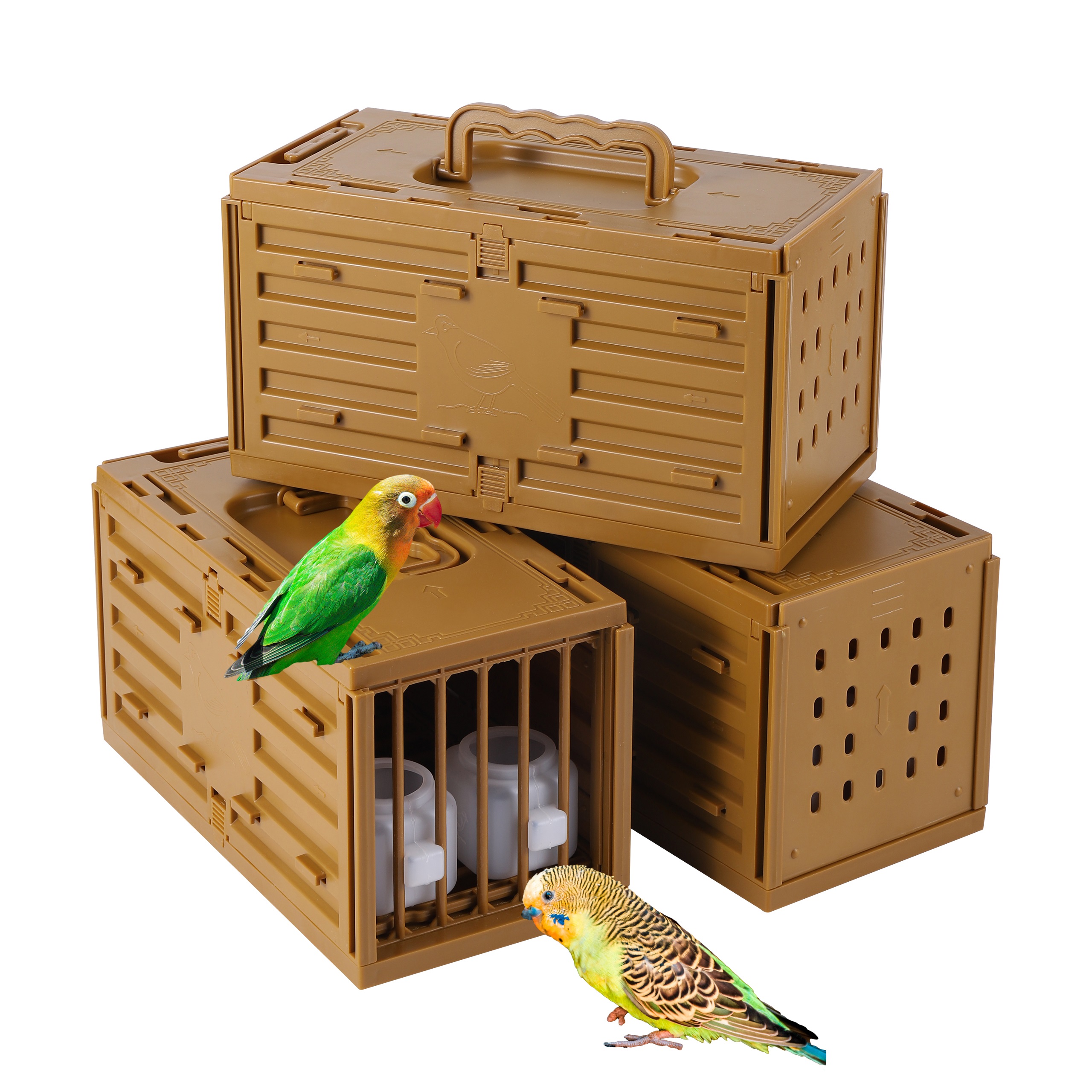 Cage à oiseaux en plastique Portable expédition express perroquet perruche Cage à oiseaux maison d&#39;oiseau animalerie affichage stockage oiseaux Cage fournitures pour oiseaux