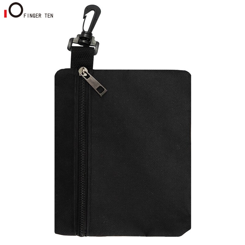 Upgrade Multi Pocket Golf Tee Pouch with Zipper and Clip Hook to Bags Durable Nylon Valuables Holder for Men Women: Black-Single Pocket