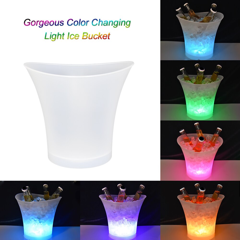 5L 6 Colors LED Ice Bucket Light Up Champagne Beer Bucket Holder Bars Nightclubs Bars Night Party Wine Drink Beer Juice Buckets
