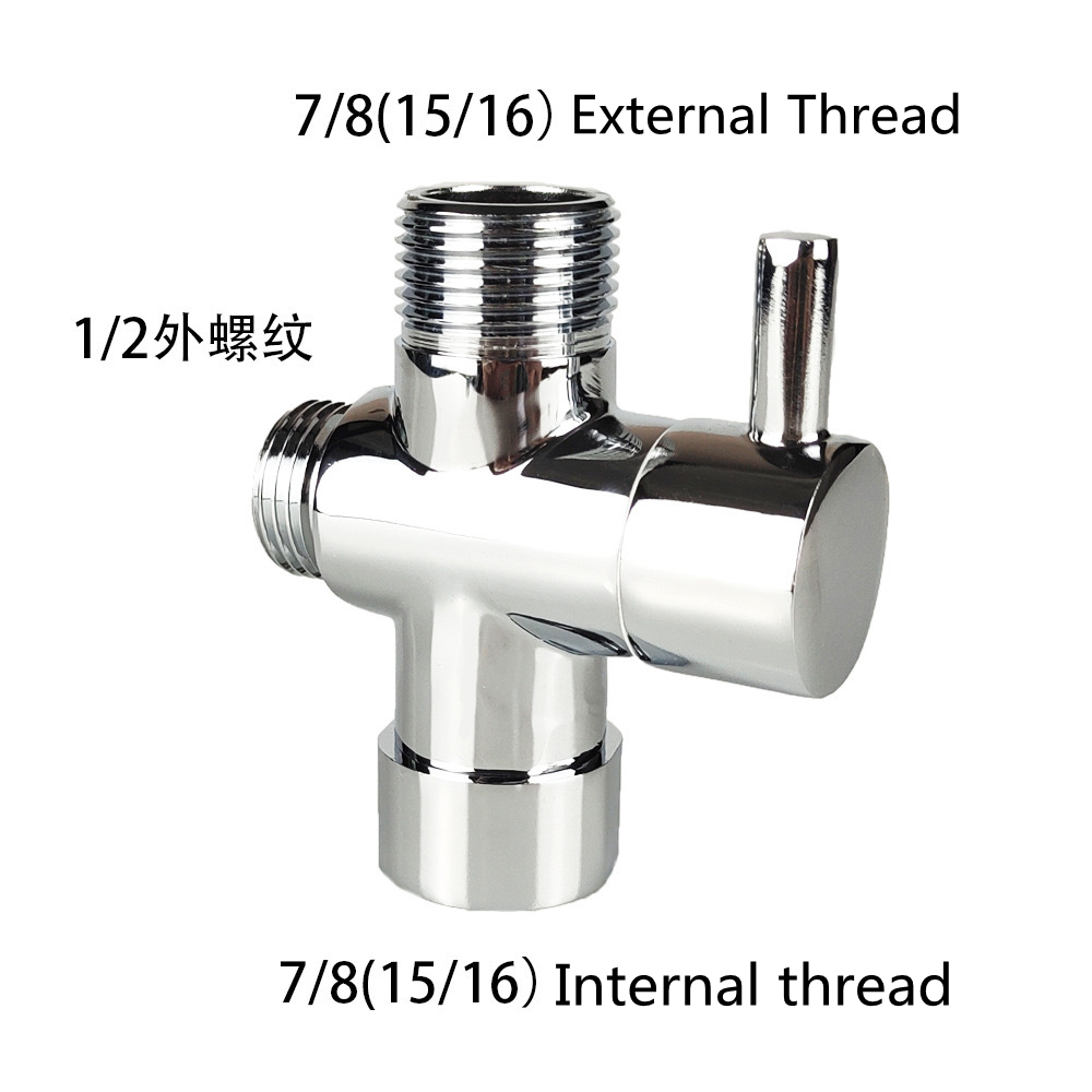 Brass Diverter Chrome Valve 3 Way Water Separator Shower Tee Adapter Adjustable Shower Head Diverter Valve Bathroom Accessories