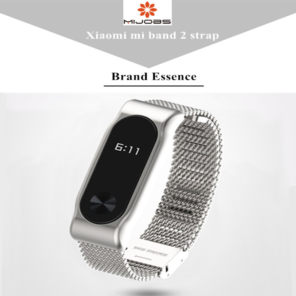 Pulsera de Metal Mijobs Mi Band 2 para Xiaomi Mi Band 2, pulsera de acero inoxidable sin tornillos, accesorios de repuesto