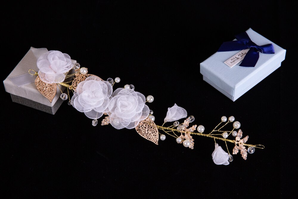 Diadema de flores azul Aqua hecha a mano, diadema de perlas para boda, diademas para desfile nupcial, accesorios para la cabeza para mujeres, Tiaras de joyería: Cream