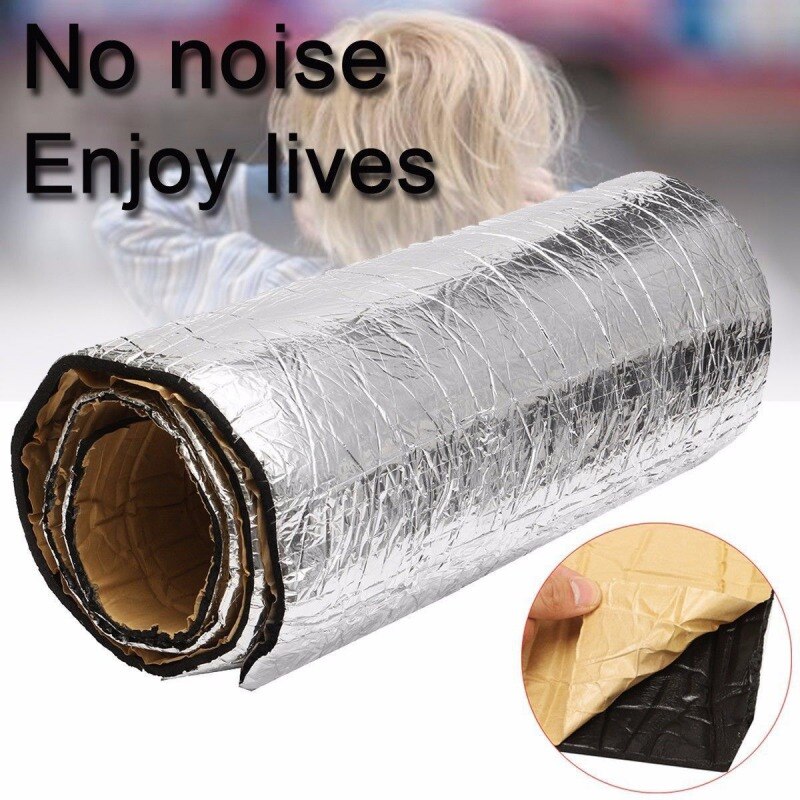 1pcs Car Sound Deadener Mat Noise Bonnet Insulation Deadening Hood Engine Firewall Heat Aluminum Foam Sticker 50x100cm