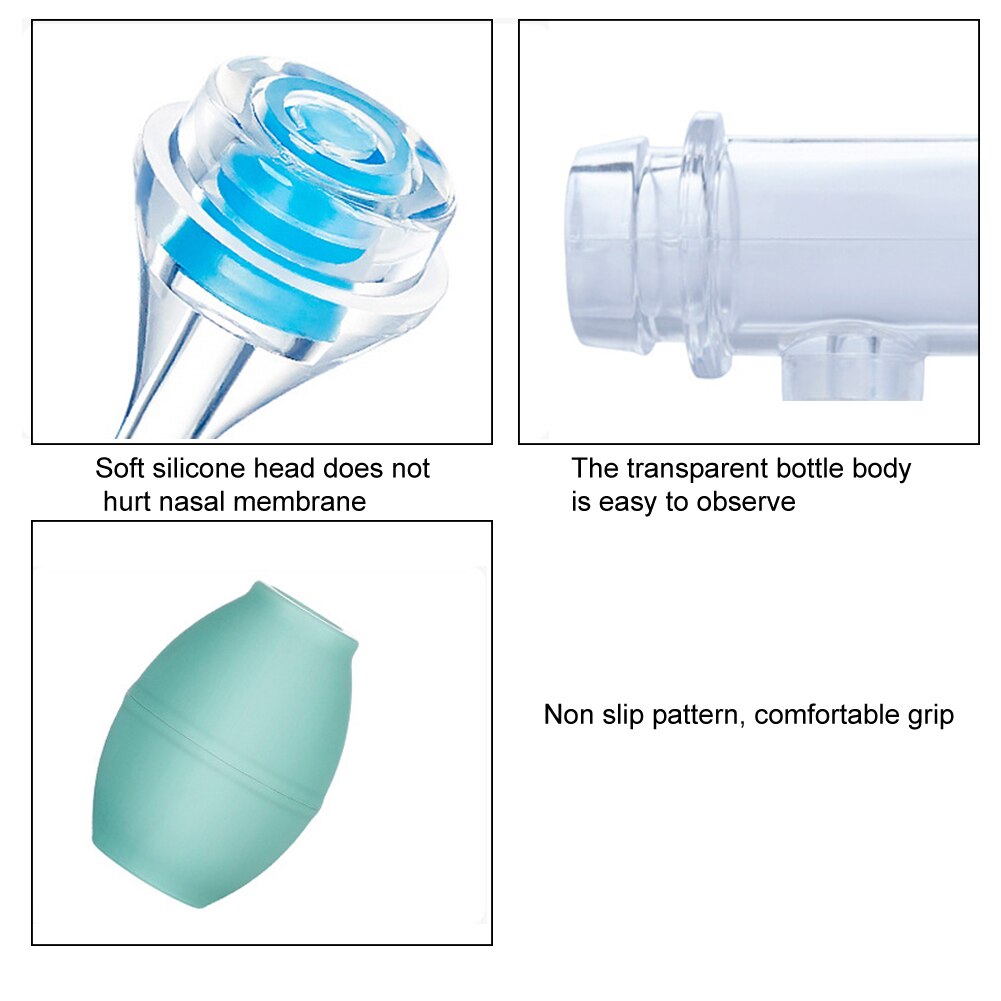 Aspirador Nasal de bebé Manual, removedor de moco, seguro, no tóxico, antireflujo, de silicona, reutilizable, ayuda a respirar mejor, succionador suave