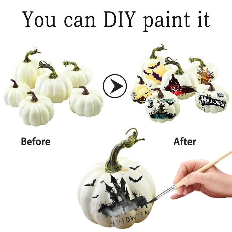 6 stk kunstig hvitt gresskar halloween dekor diy maling simulering gresskar høst høst takksigelse featival fest hjem dekor