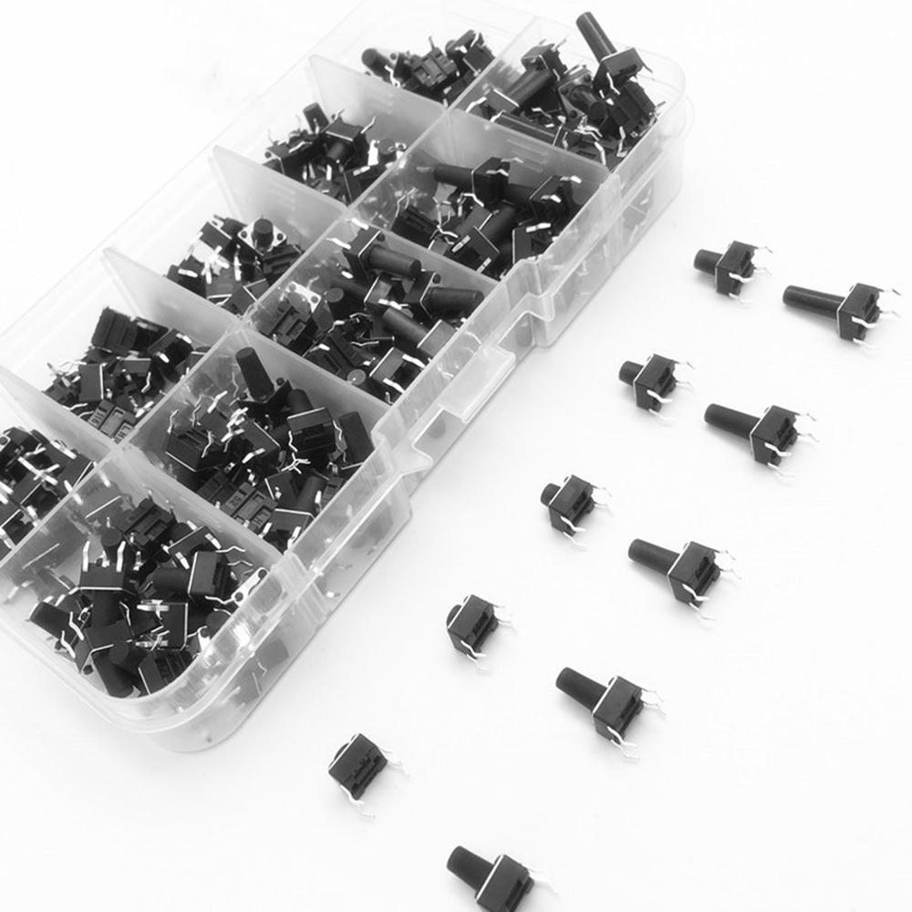 100/200PCS 200pcs 6 * 6 Micro Tact Switch Tactile Push Button Switch DIP 4P 6X6x4.3/5/6/7/8/9/10/11/12/13mm for arduino DIY KIT