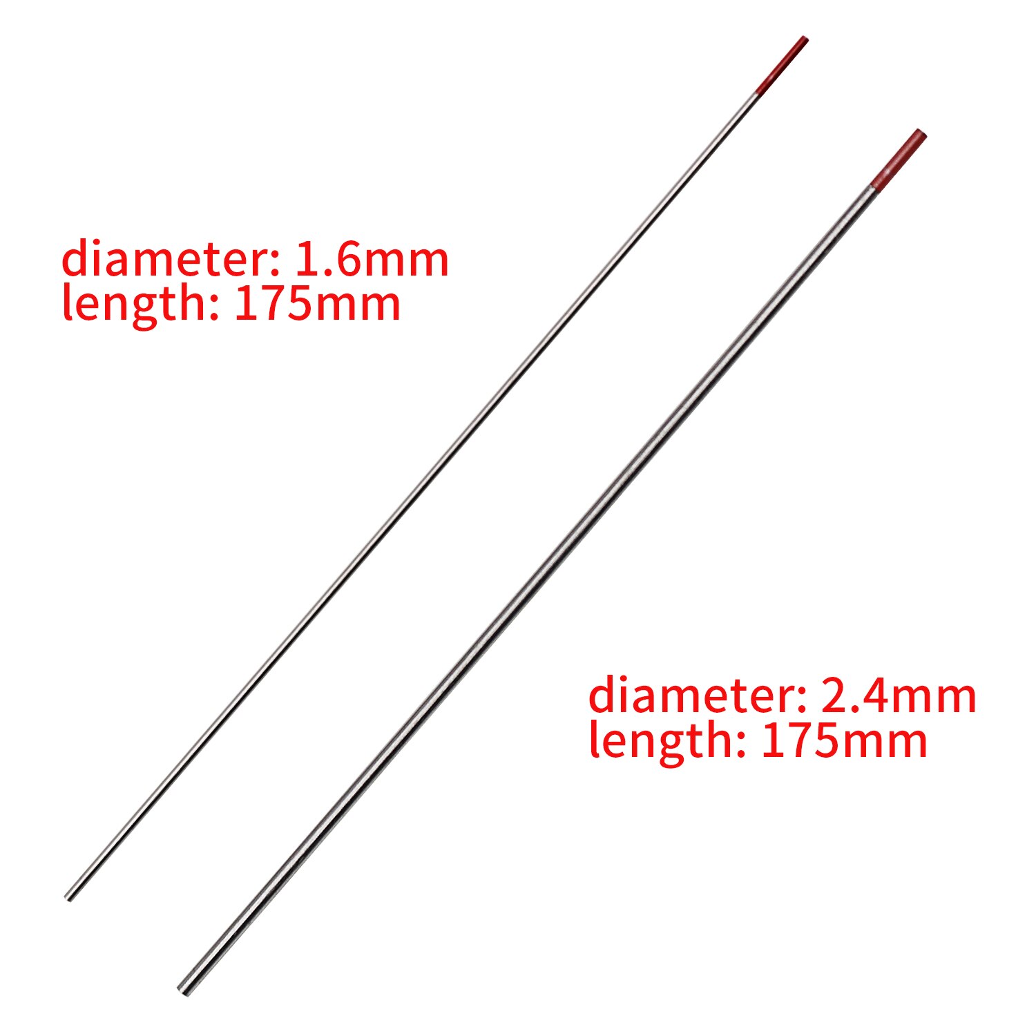 Soldadura TIG, electrodos de tungsteno 2% toriados (rojo, WT20), 10 paquetes, 2,4mm (3/32 &quot;)