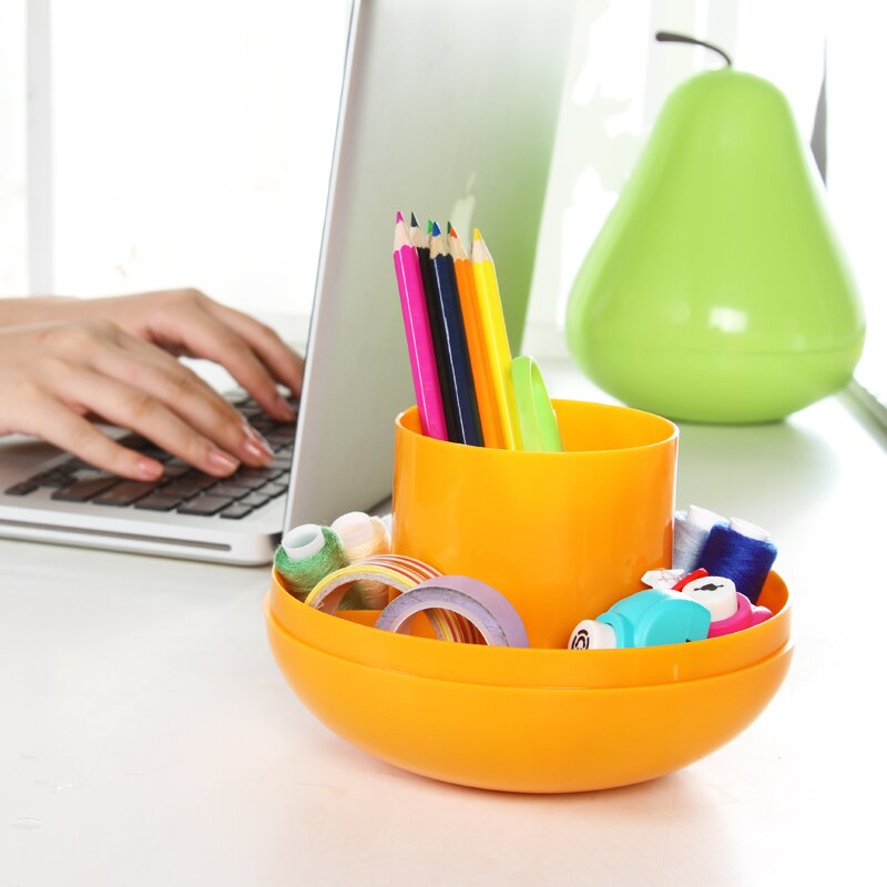 Plastic Cute Pear Storage Box Fruit Pen Holder Pencil Container Case Brush Pot Box Sundry Organizers Desktop Office Stationery