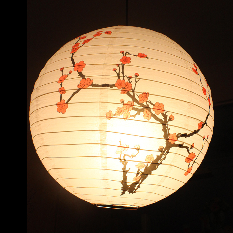 FAROL DE PAPEL redondo de estilo Oriental chino, lámpara de sombra para restaurante, de boda, Año , decoración de Festival de Primavera, linterna