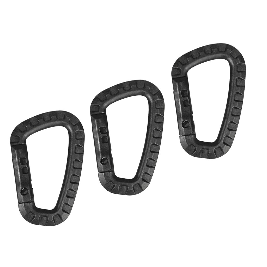 3Pcs D Shape Small Strong Light Plastic Carabiner Clip with Spring-Loaded Gate for Hiking Outdoors