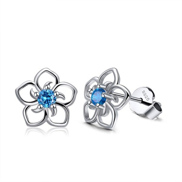 925 silber Nadel Luxus Bauhinia Kristall Blume Ohrringe frauen Braut Hochzeit murmeln Schild Jahrestag Schmuck: C