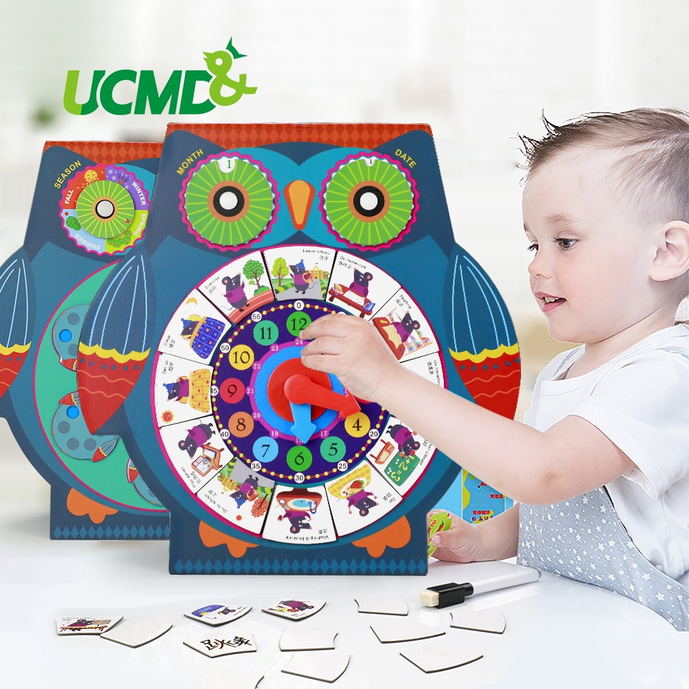 Magnetic Adjustable Time Learning Clock Children Calendar Clock With Weather Season Cognitive Educational Toys For Kid