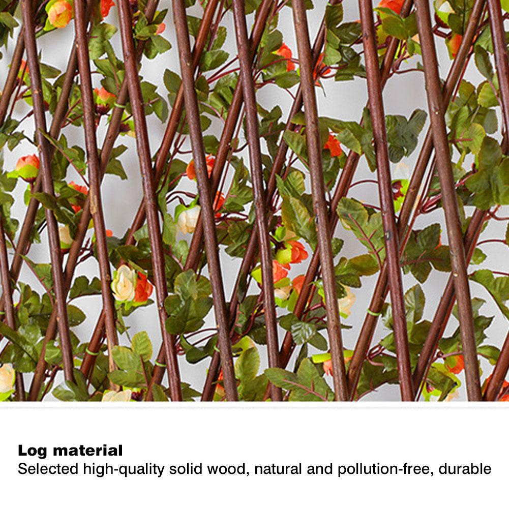 Ekspanderende trellis hegn træ hæk med kunstige blomster blade uv beskyttet privatliv skærm til haven hegn baghave 40cm