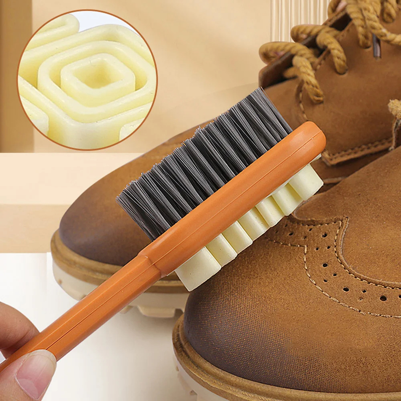2-zijdige suède schoonmaakborstel met lange steel Schoenenborstel Sneakers Schonere Schoenen Vlek Stof Laarsreiniger Vlekverwijdering Rubberen borstel