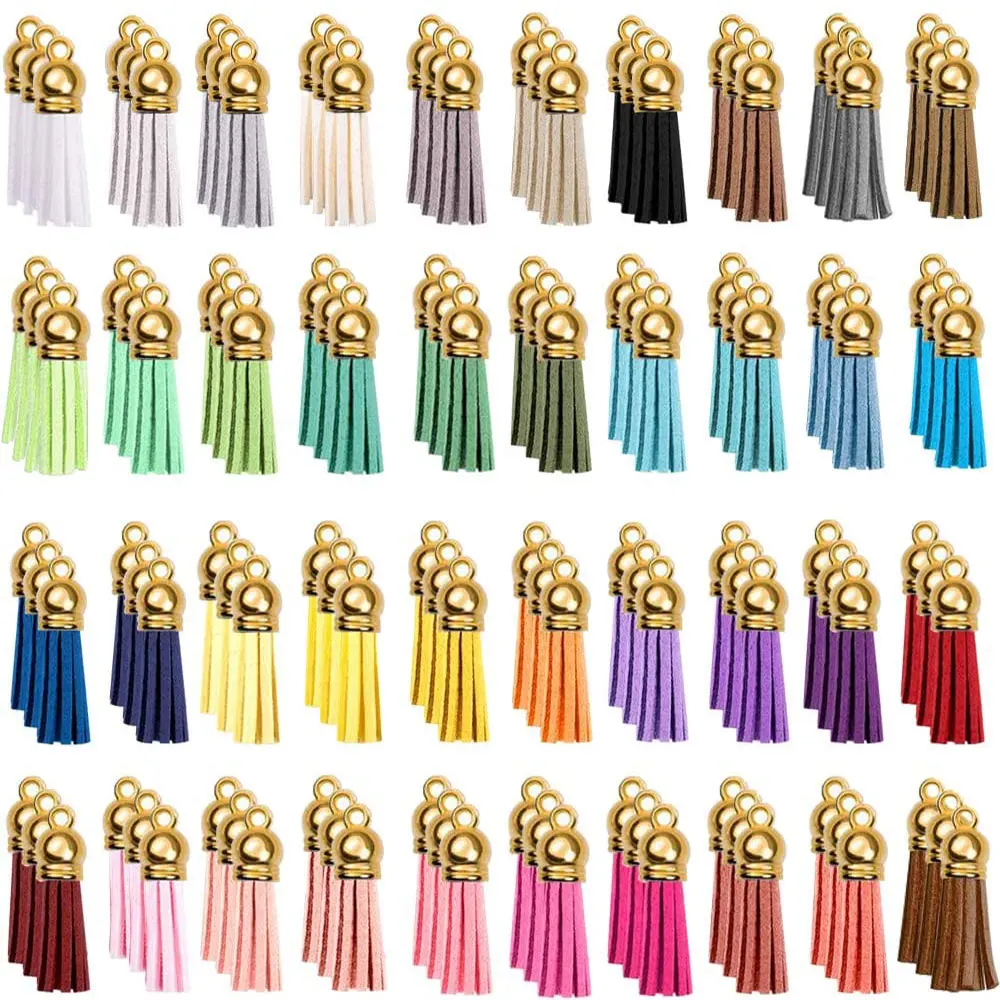 20 unids/lote borlas llavero de cuero borlas Mini borlas para manualidades DIY llavero colgante joyería de verano hacer pendientes dijes