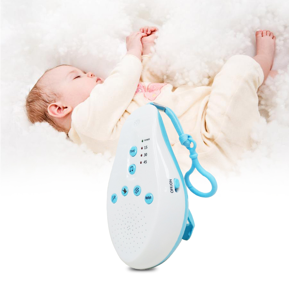 Baby søvn sutter lydmaskine hvid støjoptagelse stemmesensor til hjemmekontor rejser blå