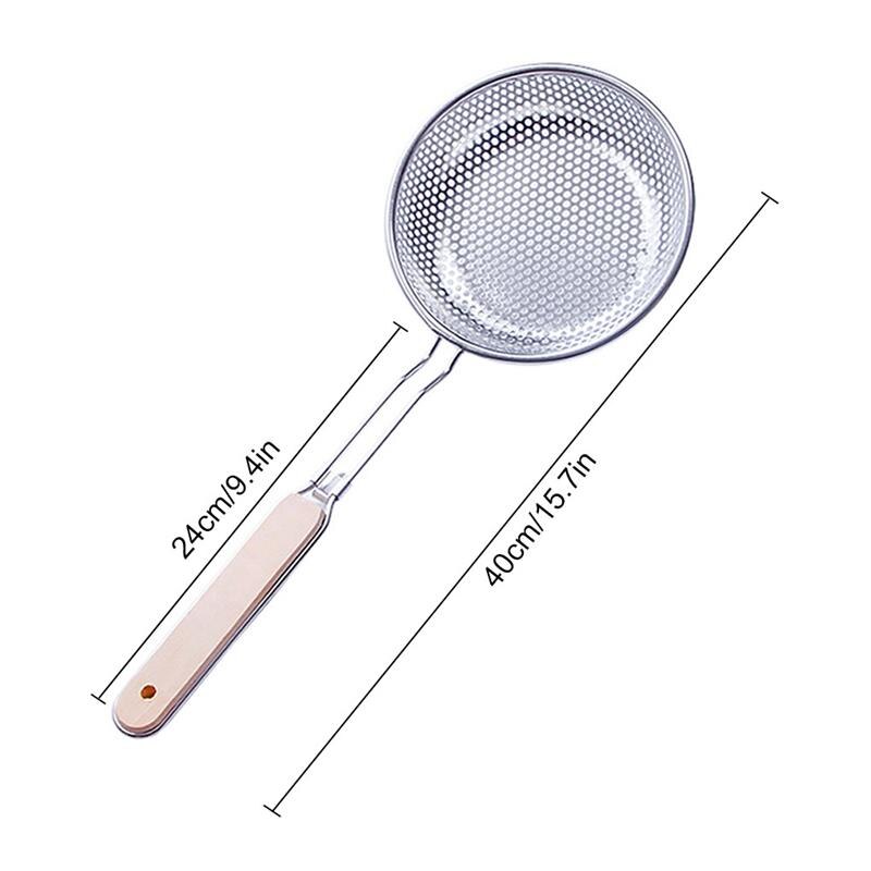 Vergiet Zeef Noodle Koken Spatel Pasta Olie Lepel Zeef Keuken Tool Houten Handvat Rvs Milieuvriendelijke: 2