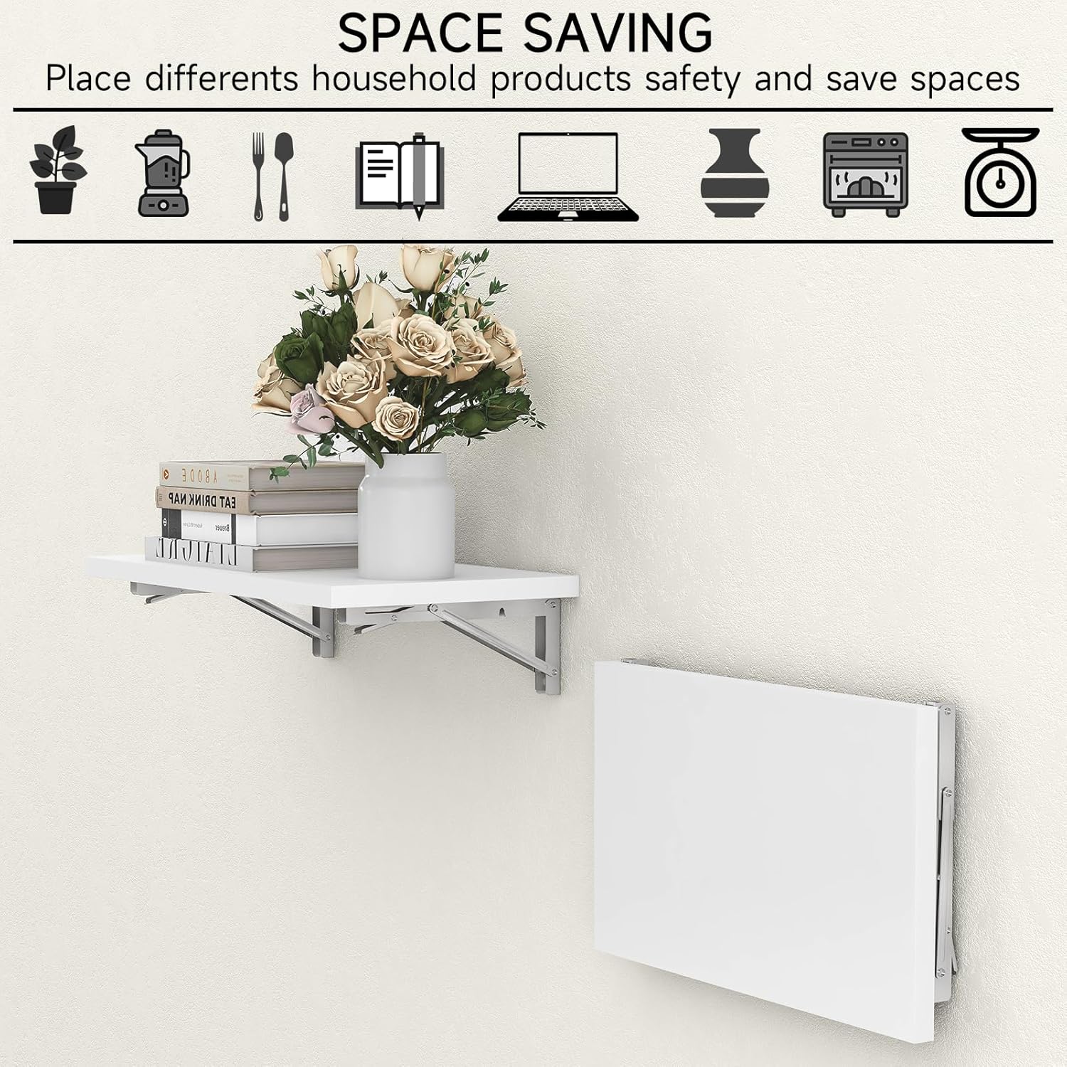 2 stk. foldbare hyldebøjler kraftige sammenklappelige hyldebøjler i rustfrit stål til bænkebord, pladsbesparende gør-det-selv-beslag