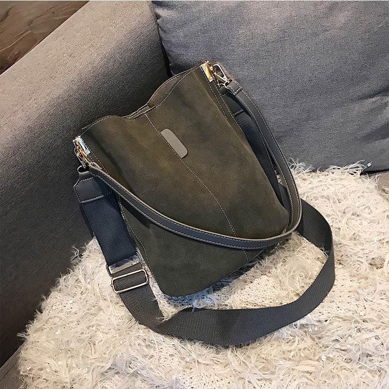 Retro nubuck dames leren handtassen crossbody bucket bags voor dames grote capaciteit vintage schoudertas torebki damskie