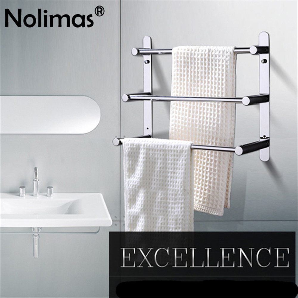 Three Layers Modern Towel Bar Brief SUS 304 Stainless Steel Polished Surface Bathroom Towel Rack Wall Mounted Towel Shelf Holder
