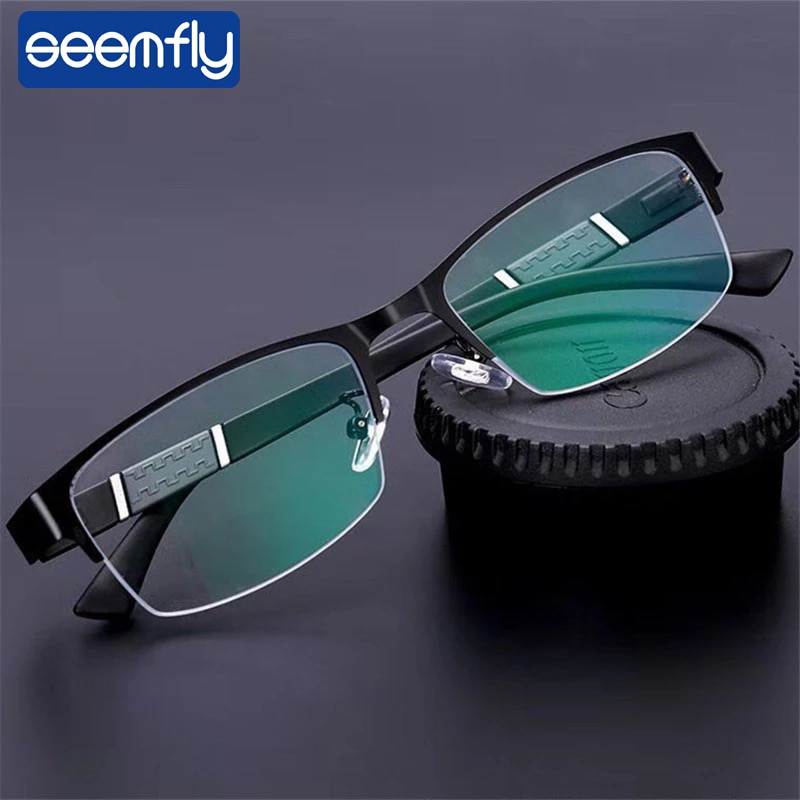 Seemfly Half Frame Leesbril Mannen Business Verziend Verziendheid Brillen Mannelijke Met 0 + 1.0 + 1.5 + 2.5 + 3.5 4.0