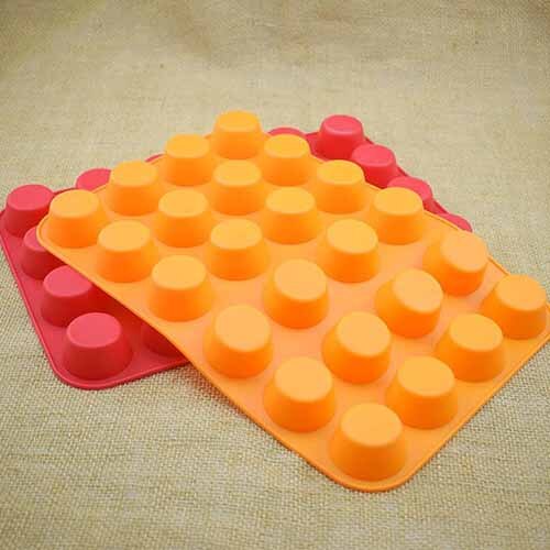 24 Cup Silicone Muffin Mallen Mini Cookies Cupcake Pan Tray Mould Bakvormen Set 33 cm x 22 cm Snoep Voor cake Bakken 4 Kleuren 10160B: Orange
