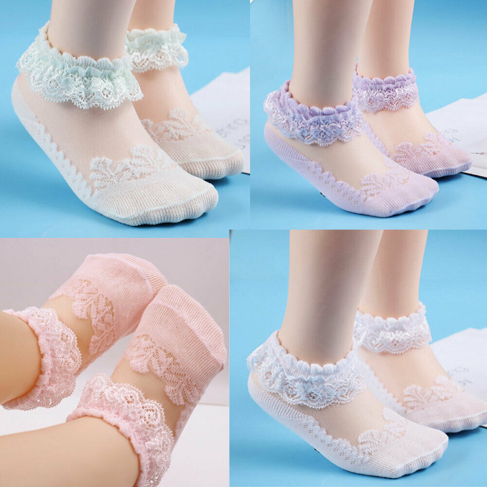 Blonde piger baby prinsesse børn ankelstrømper frilly spædbarn pige småbørn pink hvid blonde blomster korte sokker