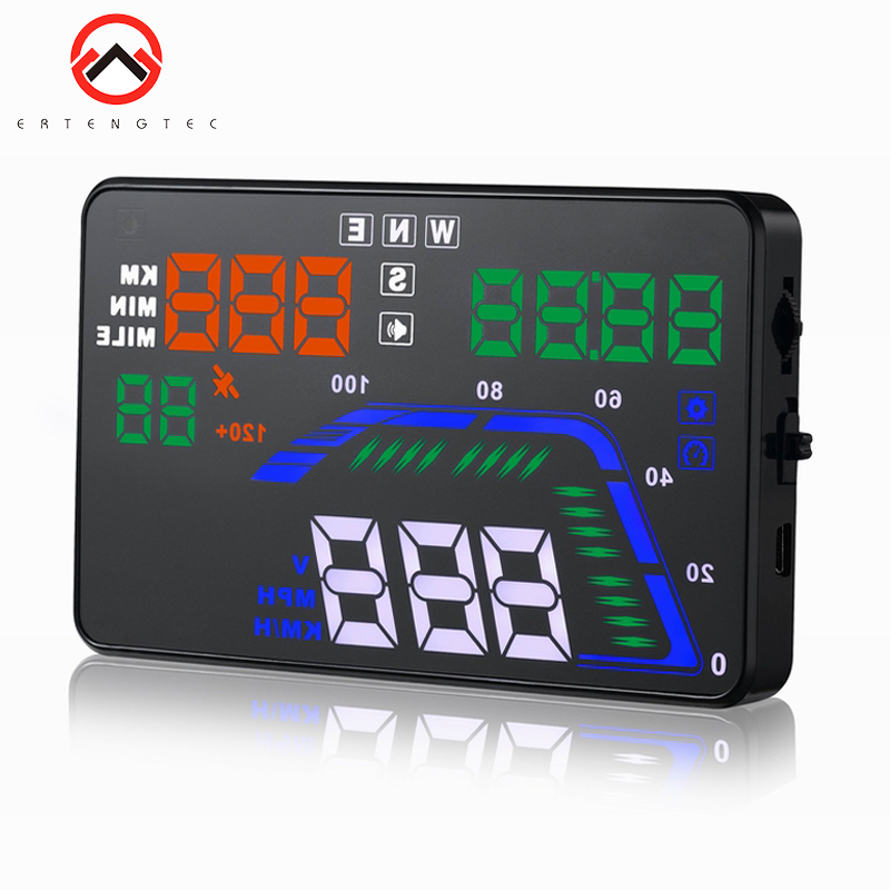 Car Head Up Display 5.5 Inch Multi Color Auto HUD GPS Display Car Speedometers Overspeed Warning Dashboard Windshield Projector