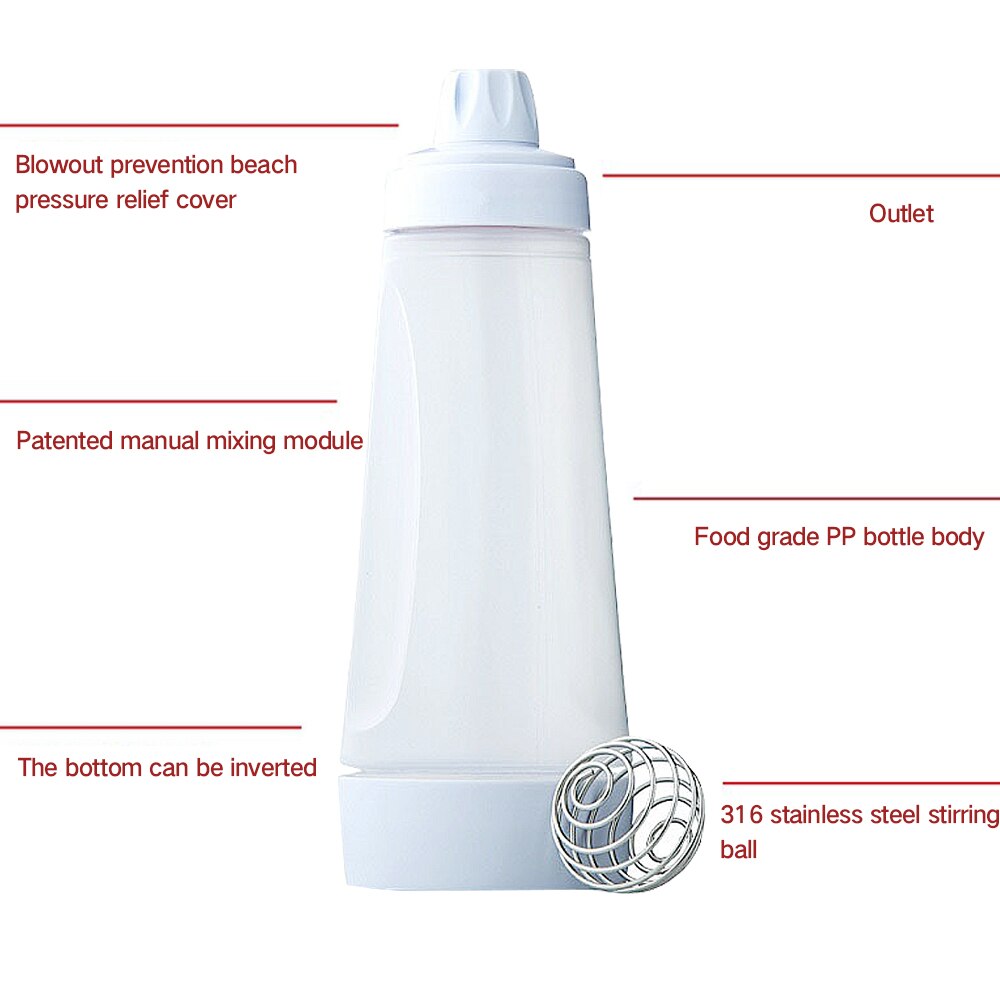 1000mL Batter Mixing Bottle Cupcake Waffles Pancake Batter Shaker Bottle Muffin Pancake Dispenser Pancake Home Kitchen Tools