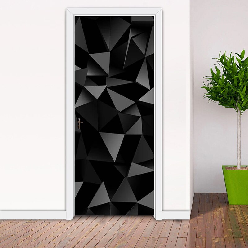 Sticker Porte Géométrique 3D Amovible - Design Cercle Et Losange Vintage, 77x200 Cm - Décoration Facile Pour Chambre, Salon