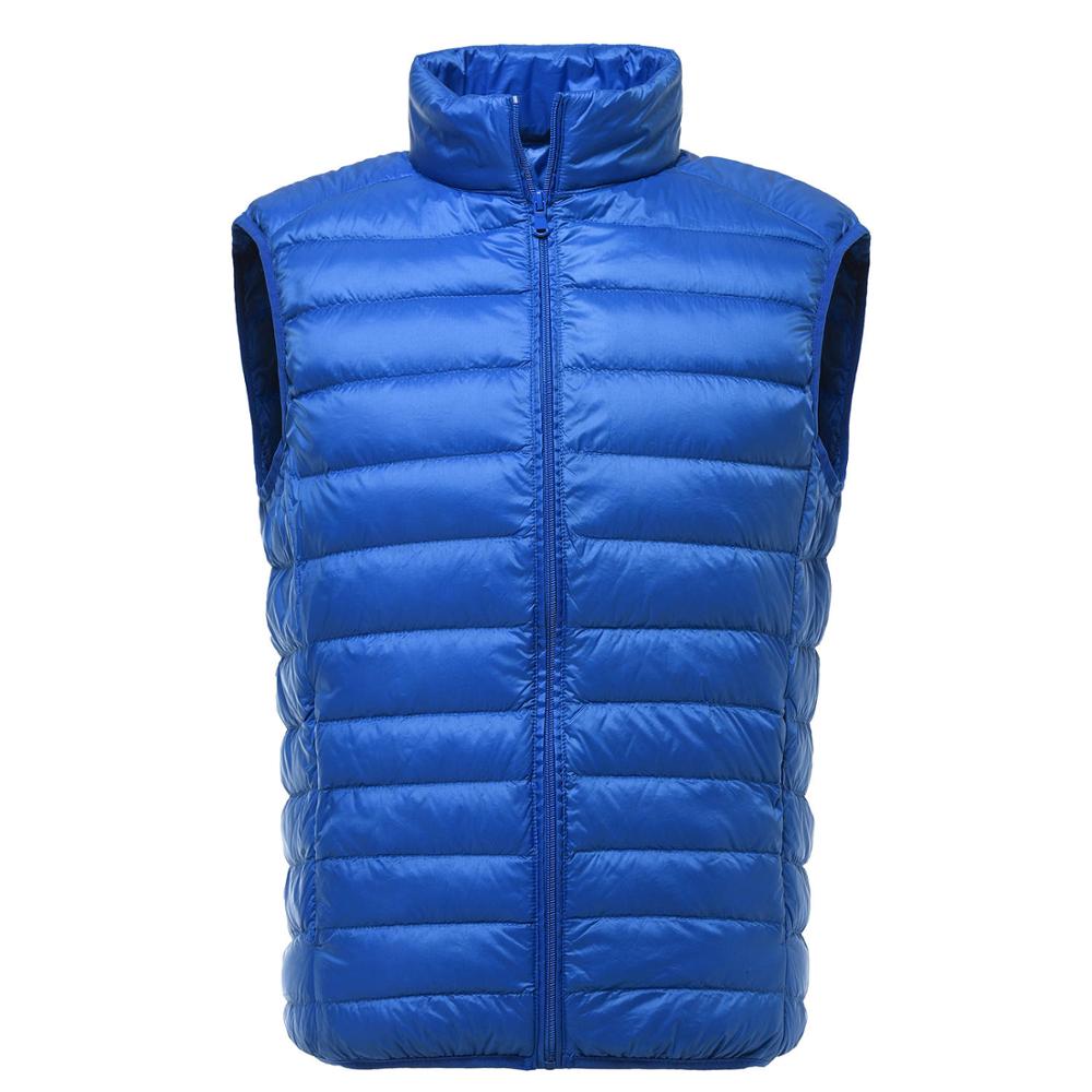 nouveaux hommes sans manches veste hiver ultra-léger blanc canard vers le bas gilet mâle mince gilet hommes vêtements coupe-vent gilet: Bleu / XXXL