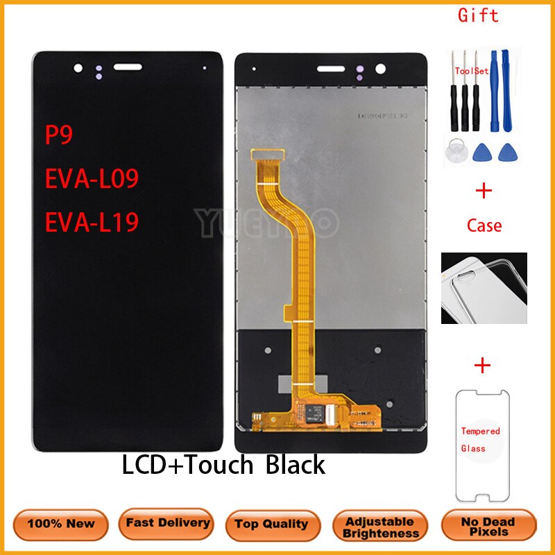 5.2 ''oryginalny LCD do Huawei P9 LCD EVA-L09 L19 L29 wyświetlacz LCD z ekranem dotykowym Digitizer zgromadzenie zamiennik z ramą: BlackNoFrameWithGift