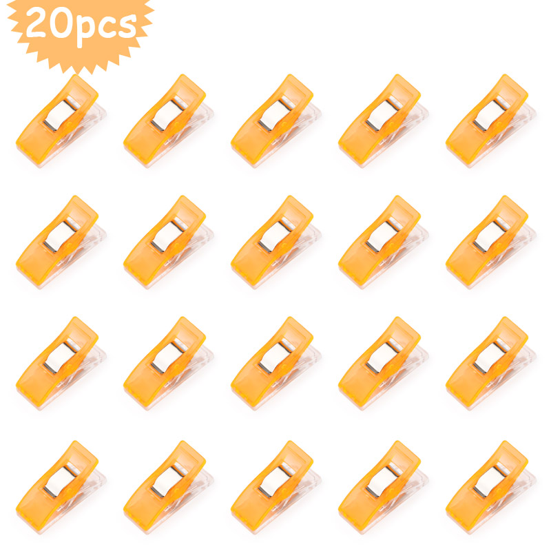 MIUSIE 20 Pcs Multicolor Plastic Clips Patchwork Hemming Clips Fabric Clamps Household Sewing Accessories Set: orange