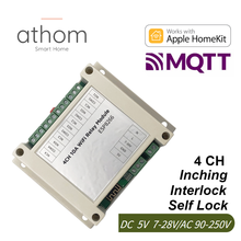 ATHOM – Module de relais WiFi Homekit et MQTT 4CH, commutateur insing, contrôle de porte d'accès autobloquant DC 5V 12V 7V-30 AC90-250V V