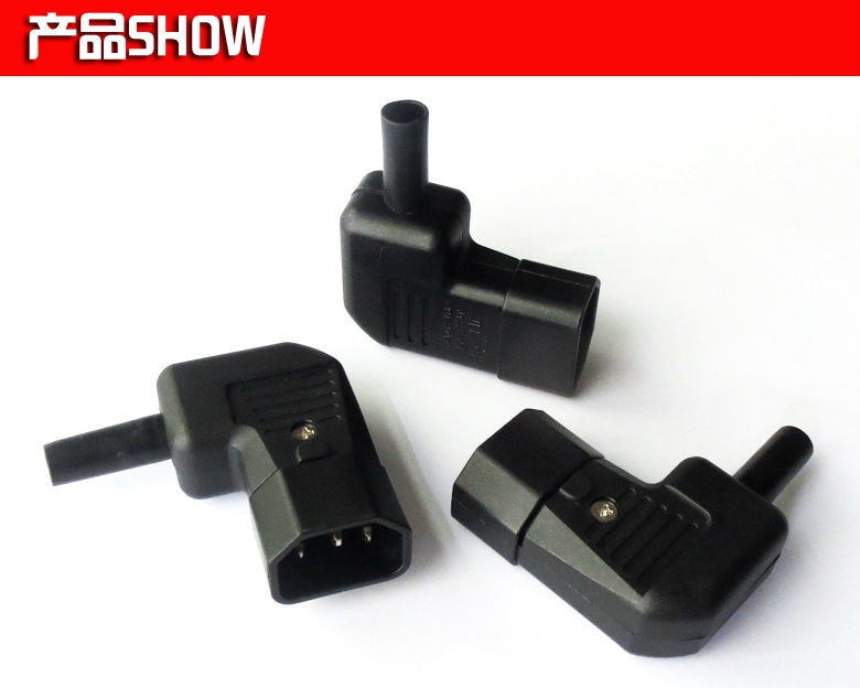 1Pcs 3 Pin Male Female 90 Right Angle Power Socket Copper Inlet Connector Plug 10A 250VAC Computer Electric Cooker