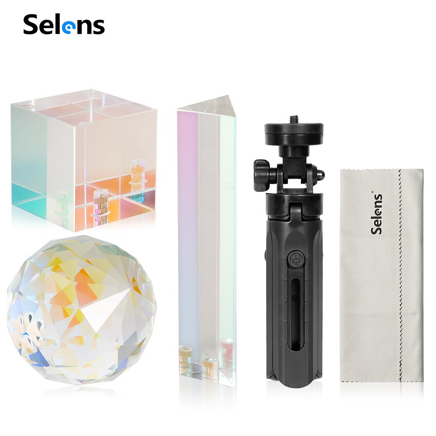 Selens Crystal Prism Stained Glass DIY Photography Studio Accessories Crystal Prism Ball With 1/4'' Screw Glass Magic Photo Ball: 5in1