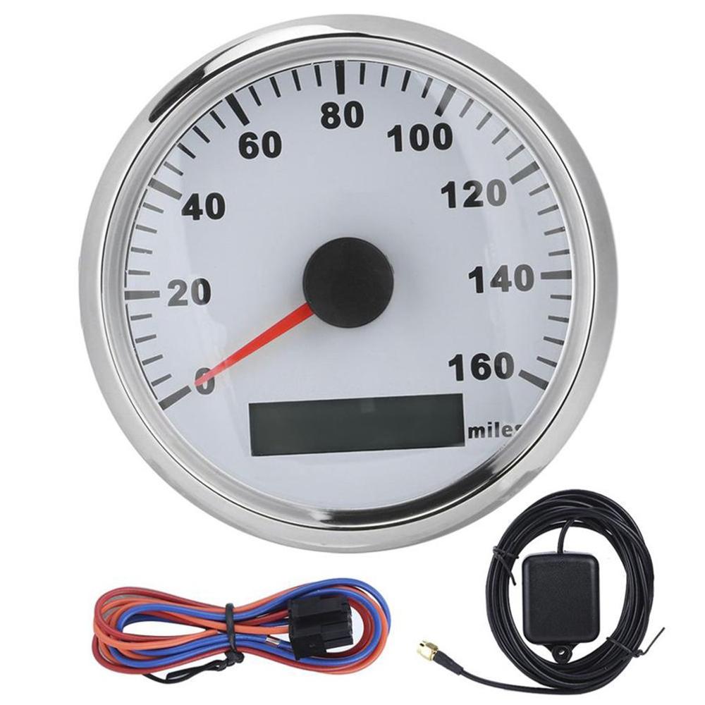 85mm universal gps speedometer vandtæt anti-fog 316l frontcover til bil lastbil motorcykel speedometer: Hvid sølv