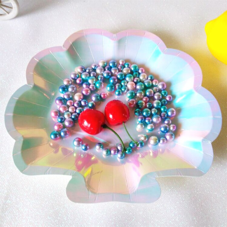 12 stuks iriserende schelp papieren borden feestservies servies zeemeermin thema festival voor babyshower bruiloft feestbenodigdheden