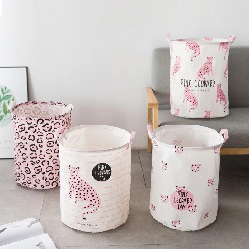 Bathroom Folding Laundry Basket Leopard Print Organizer Storage Basket Folding Bag Laundry Basket With Handles Laundry Product