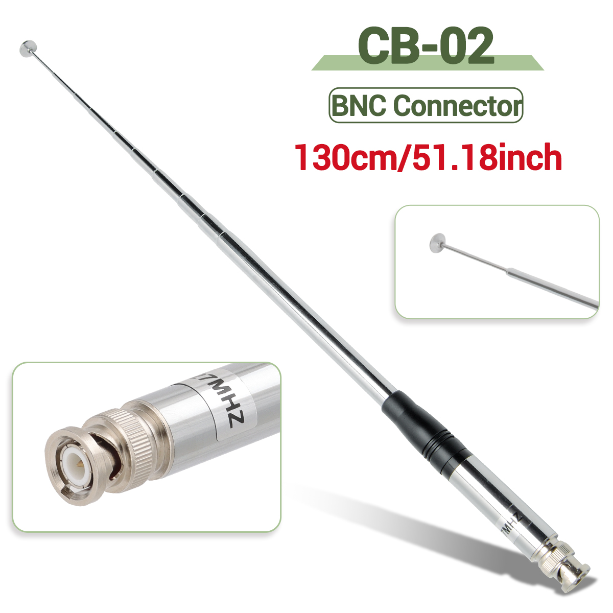 Antena telescópica cb 27mhz sma fêmea/macho/bnc para radtel RT-860 RT-880 radio UV-88 UV-98 plus quansheng UV-K5(8) rádio tk11: Branco
