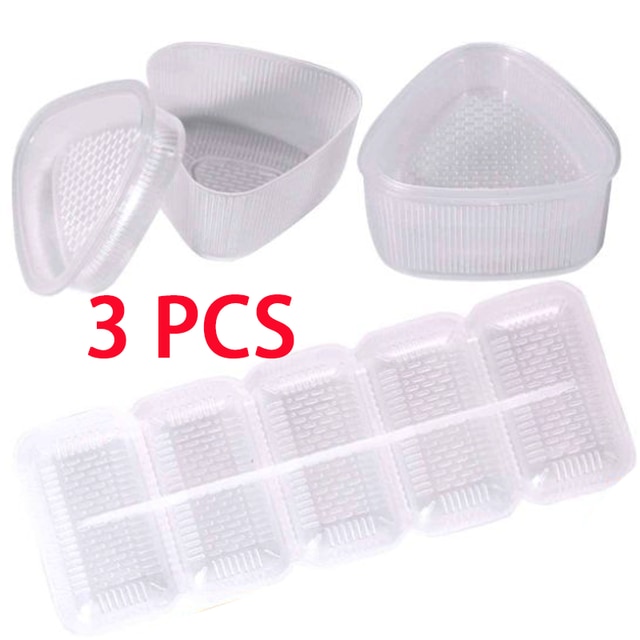 Molde para Sushi molde bola arroz triángulo molde para Sushi arroz molde Diy cocina Diy Sushi herramienta Sushi molde forma Onigiri molde para Sushi Stamper: 3 psc