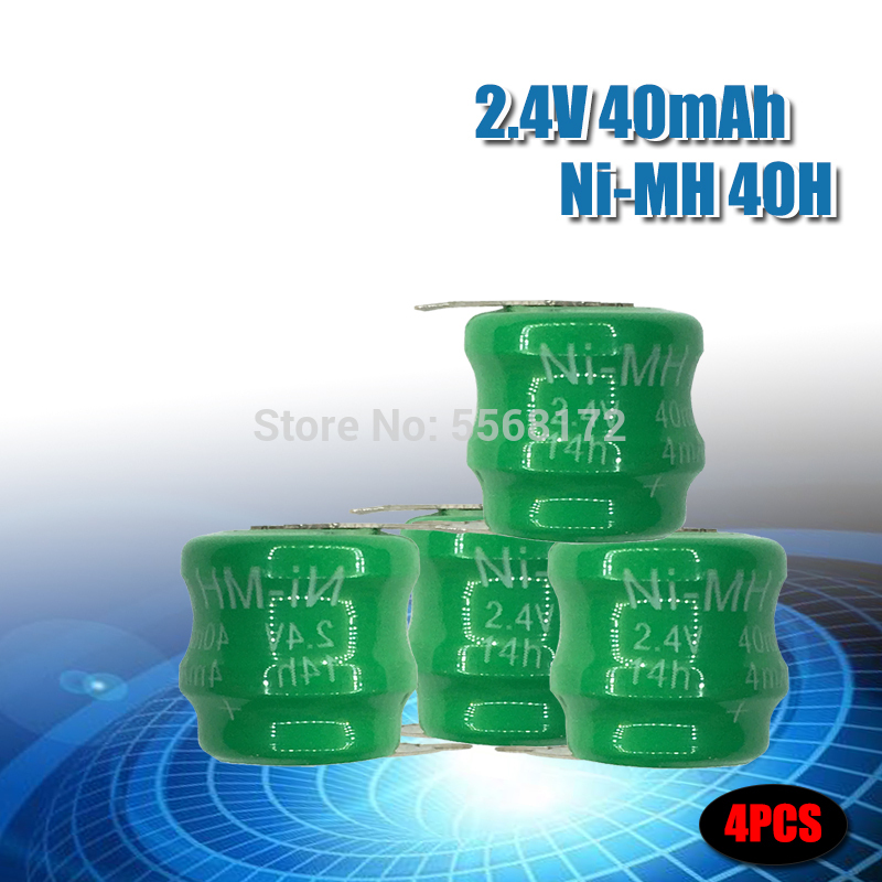 Original Ni-MH 2.4V 40mAh Rechargeable Button Cell Battery Pack Ni-MH Batteries With Pin: 4pcs