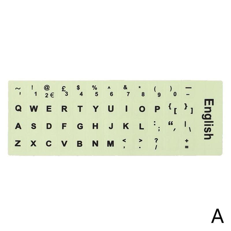 Luminous Keyboard Sticker English Arabic Korean French Keyboard Stickers Protective Film Layout Letters Alphabet for PC: A