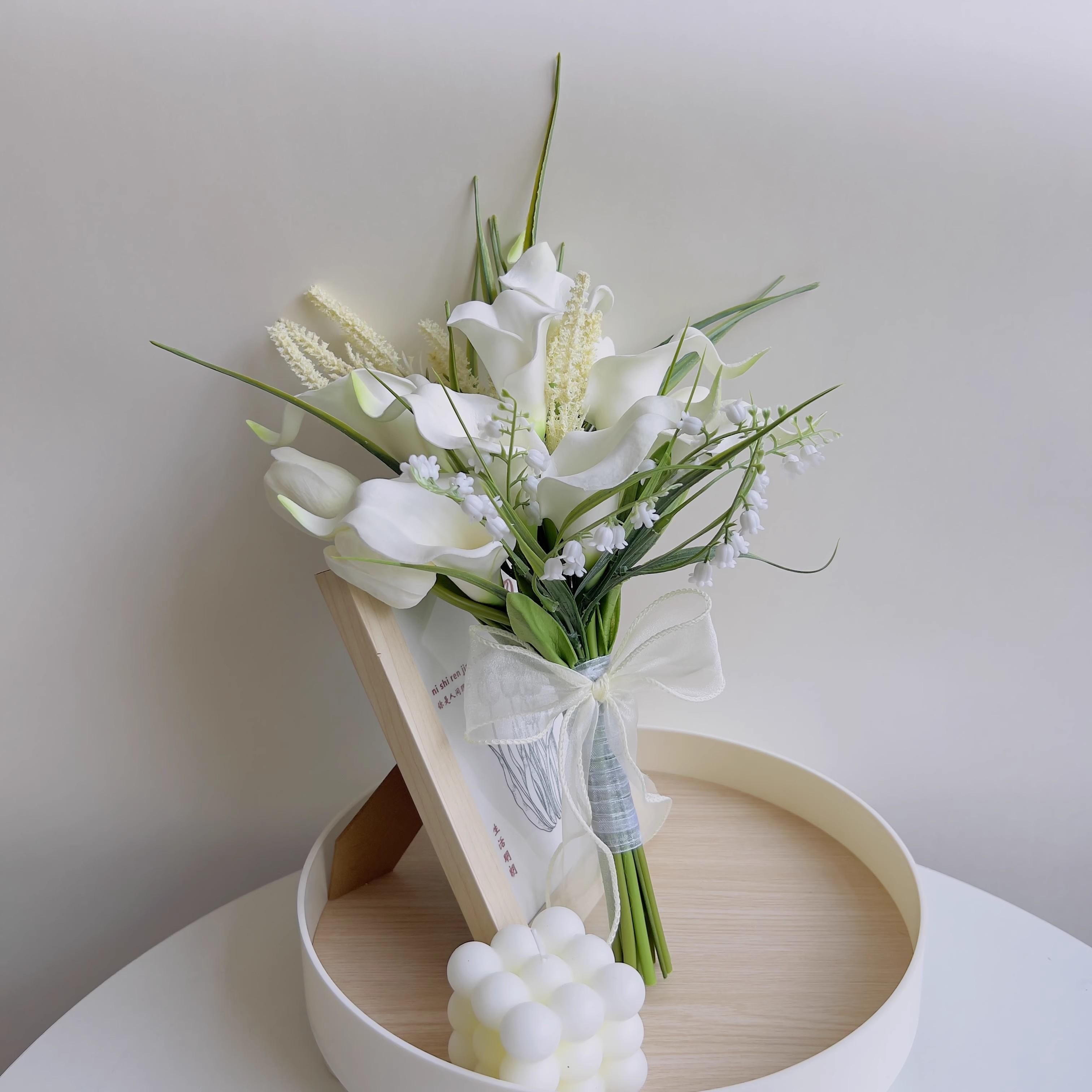 Weiße Calla-Lilien Hochzeitssträuße für sterben Braut, Brautsträuße für Zeremonie, Jubiläum, Hochzeit, Brautparty