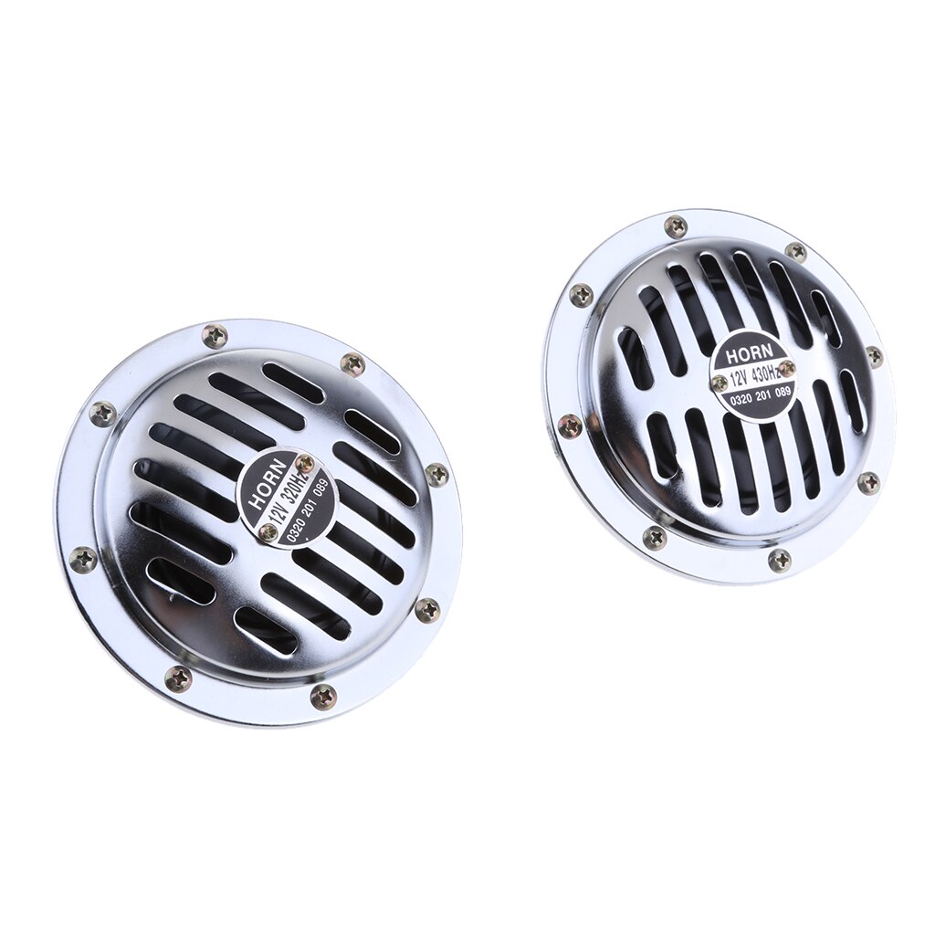 Auto Car Super Horns Chrome Plated Horns 12Volt, Low And High Tone,1pair